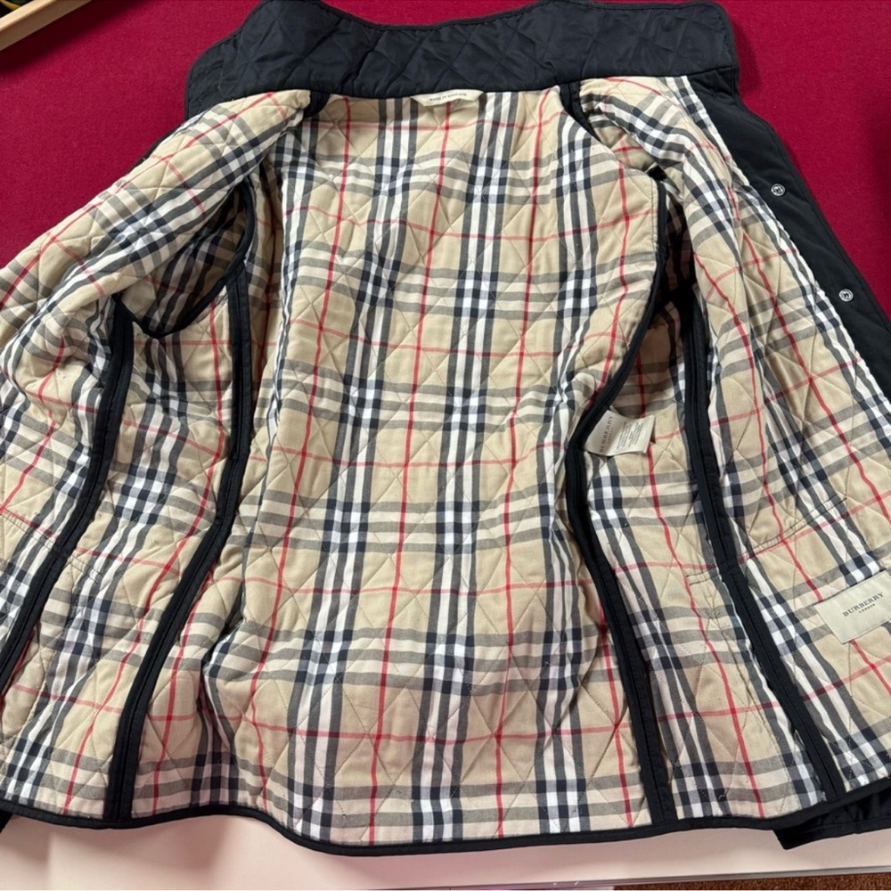 Burberry Black Quilted Jacket with Check Lining